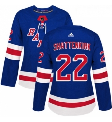 Womens Adidas New York Rangers 22 Kevin Shattenkirk Authentic Royal Blue Home NHL Jersey 