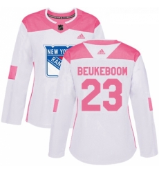 Womens Adidas New York Rangers 23 Jeff Beukeboom Authentic WhitePink Fashion NHL Jersey 