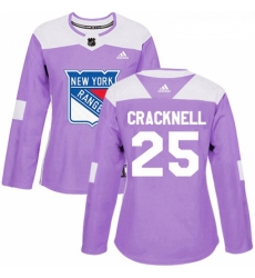 Womens Adidas New York Rangers 25 Adam Cracknell Authentic Purple Fights Cancer Practice NHL Jersey 