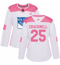 Womens Adidas New York Rangers 25 Adam Cracknell Authentic WhitePink Fashion NHL Jersey 