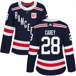 Womens Adidas New York Rangers 28 Paul Carey Authentic Navy Blue 2018 Winter Classic NHL Jersey 