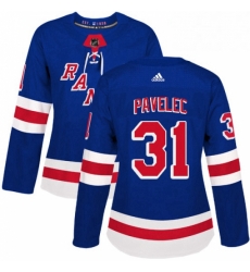 Womens Adidas New York Rangers 31 Ondrej Pavelec Authentic Royal Blue Home NHL Jersey 