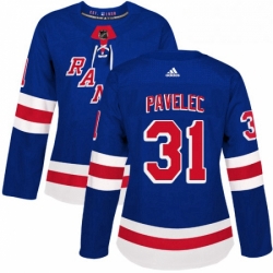 Womens Adidas New York Rangers 31 Ondrej Pavelec Authentic Royal Blue Home NHL Jersey 