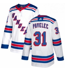 Womens Adidas New York Rangers 31 Ondrej Pavelec Authentic White Away NHL Jersey 