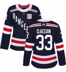 Womens Adidas New York Rangers 33 Fredrik Claesson Authentic Navy Blue 2018 Winter Classic NHL Jersey 