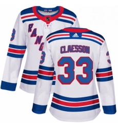 Womens Adidas New York Rangers 33 Fredrik Claesson Authentic White Away NHL Jersey 