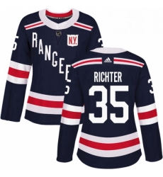 Womens Adidas New York Rangers 35 Mike Richter Authentic Navy Blue 2018 Winter Classic NHL Jersey 