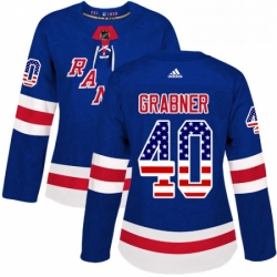Womens Adidas New York Rangers 40 Michael Grabner Authentic Royal Blue USA Flag Fashion NHL Jersey 