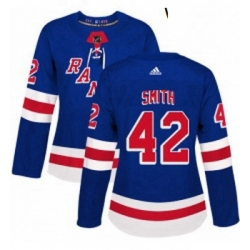 Womens Adidas New York Rangers 42 Brendan Smith Authentic Royal Blue Home NHL Jersey 