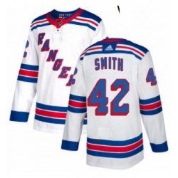 Womens Adidas New York Rangers 42 Brendan Smith Authentic White Away NHL Jersey 