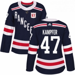 Womens Adidas New York Rangers 47 Steven Kampfer Authentic Navy Blue 2018 Winter Classic NHL Jersey 