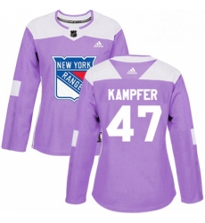 Womens Adidas New York Rangers 47 Steven Kampfer Authentic Purple Fights Cancer Practice NHL Jersey 