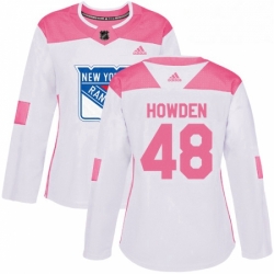 Womens Adidas New York Rangers 48 Brett Howden Authentic White Pink Fashion NHL Jersey 