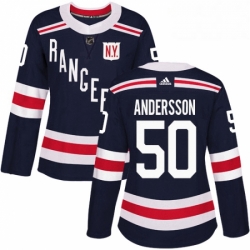 Womens Adidas New York Rangers 50 Lias Andersson Authentic Navy Blue 2018 Winter Classic NHL Jersey 