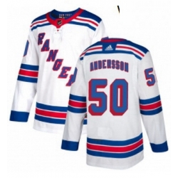 Womens Adidas New York Rangers 50 Lias Andersson Authentic White Away NHL Jersey 