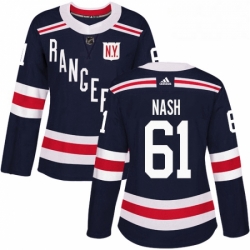 Womens Adidas New York Rangers 61 Rick Nash Authentic Navy Blue 2018 Winter Classic NHL Jersey 