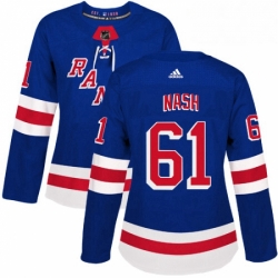 Womens Adidas New York Rangers 61 Rick Nash Authentic Royal Blue Home NHL Jersey 