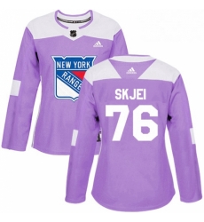 Womens Adidas New York Rangers 76 Brady Skjei Authentic Purple Fights Cancer Practice NHL Jersey 