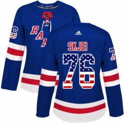 Womens Adidas New York Rangers 76 Brady Skjei Authentic Royal Blue USA Flag Fashion NHL Jersey 