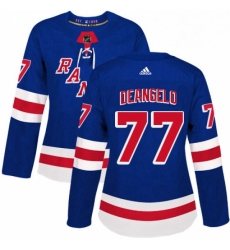 Womens Adidas New York Rangers 77 Anthony DeAngelo Authentic Royal Blue Home NHL Jersey 