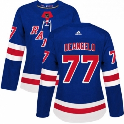 Womens Adidas New York Rangers 77 Anthony DeAngelo Premier Royal Blue Home NHL Jersey 