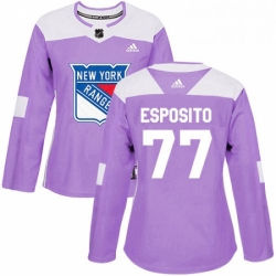 Womens Adidas New York Rangers 77 Phil Esposito Authentic Purple Fights Cancer Practice NHL Jersey 