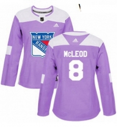 Womens Adidas New York Rangers 8 Cody McLeod Authentic Purple Fights Cancer Practice NHL Jersey 