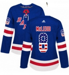 Womens Adidas New York Rangers 8 Cody McLeod Authentic Royal Blue USA Flag Fashion NHL Jersey 