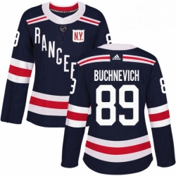 Womens Adidas New York Rangers 89 Pavel Buchnevich Authentic Navy Blue 2018 Winter Classic NHL Jersey 