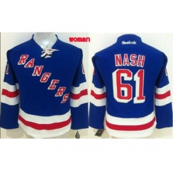 Womens New York Rangers #61 Rick Nash Blue Home Stitched NHL Jersey