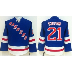 Kid New York Rangers Hockey Jerseys #21 Derek Stepan Jersey Authentic Blue Youth Jerseys