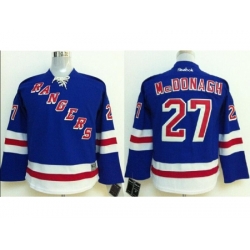 Kids New York Rangers #27 Ryan McDonagh Blue NHL Jerseys