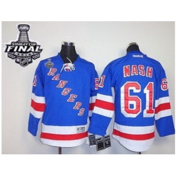 Kids New York Rangers #61 Rick Nash Blue Home With 2014 Stanley Cup Finals Stitched NHL Jerseys