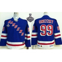 Kids New York Rangers #99 Wayne Gretzky Blue With 2014 Stanley Cup Finals Patch NHL Jerseys