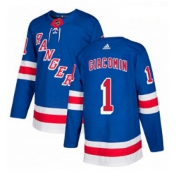 Youth Adidas New York Rangers 1 Eddie Giacomin Authentic Royal Blue Home NHL Jersey 