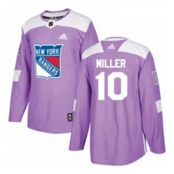Youth Adidas New York Rangers 10 JT Miller Authentic Purple Fights Cancer Practice NHL Jersey 