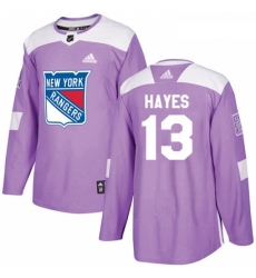 Youth Adidas New York Rangers 13 Kevin Hayes Authentic Purple Fights Cancer Practice NHL Jersey 