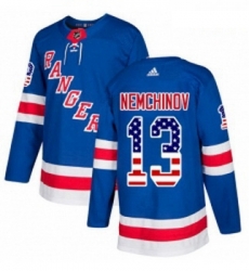 Youth Adidas New York Rangers 13 Sergei Nemchinov Authentic Royal Blue USA Flag Fashion NHL Jersey 