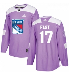 Youth Adidas New York Rangers 17 Jesper Fast Authentic Purple Fights Cancer Practice NHL Jersey 