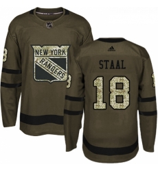 Youth Adidas New York Rangers 18 Marc Staal Premier Green Salute to Service NHL Jersey 