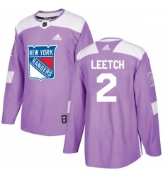 Youth Adidas New York Rangers 2 Brian Leetch Authentic Purple Fights Cancer Practice NHL Jersey 