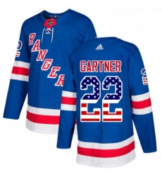 Youth Adidas New York Rangers 22 Mike Gartner Authentic Royal Blue USA Flag Fashion NHL Jersey 