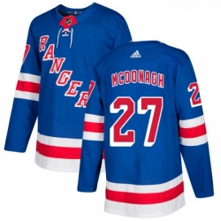 Youth Adidas New York Rangers 27 Ryan McDonagh Authentic Royal Blue Home NHL Jersey 