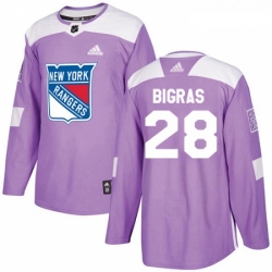 Youth Adidas New York Rangers 28 Chris Bigras Authentic Purple Fights Cancer Practice NHL Jersey 