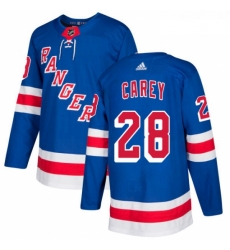 Youth Adidas New York Rangers 28 Paul Carey Premier Royal Blue Home NHL Jersey 