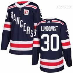 Youth Adidas New York Rangers 30 Henrik Lundqvist Authentic Navy Blue 2018 Winter Classic NHL Jersey 
