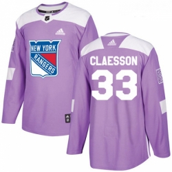 Youth Adidas New York Rangers 33 Fredrik Claesson Authentic Purple Fights Cancer Practice NHL Jersey 