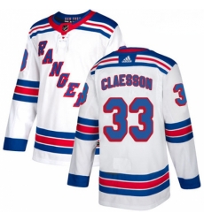 Youth Adidas New York Rangers 33 Fredrik Claesson Authentic White Away NHL Jersey 