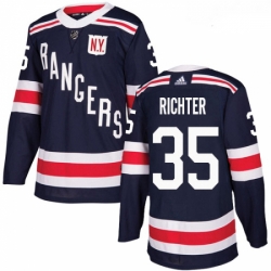 Youth Adidas New York Rangers 35 Mike Richter Authentic Navy Blue 2018 Winter Classic NHL Jersey 