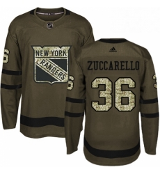 Youth Adidas New York Rangers 36 Mats Zuccarello Authentic Green Salute to Service NHL Jersey 